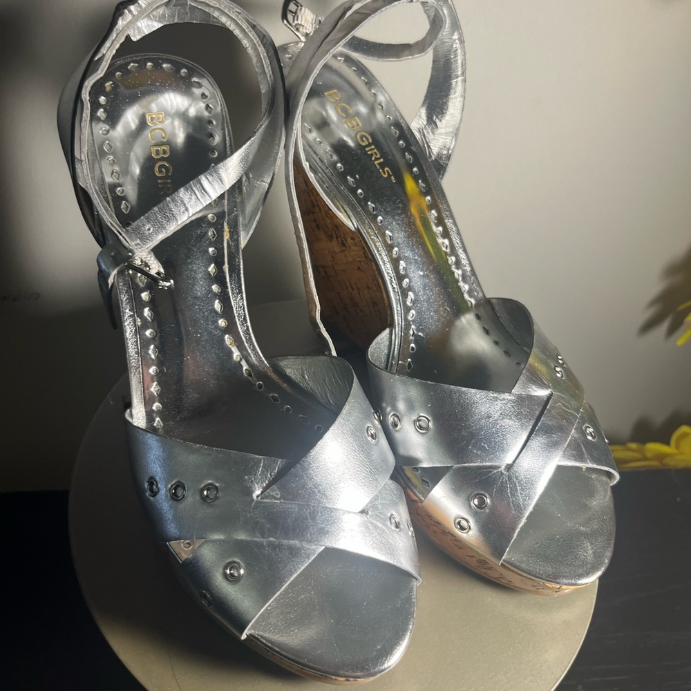 BCBGirls Metallic Silver Heels